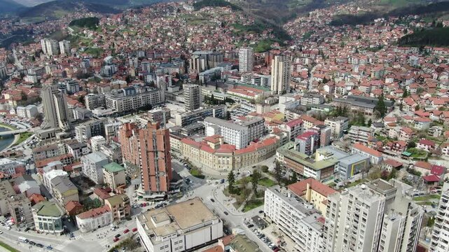 Uzice City, Serbia. One of the Most Amazing Cities Near Zlatibor. Drone Shot