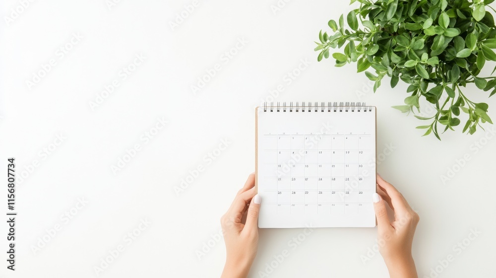Poster Minimalist Desk with Cozy Planner and Greenery for Productivity and Planning