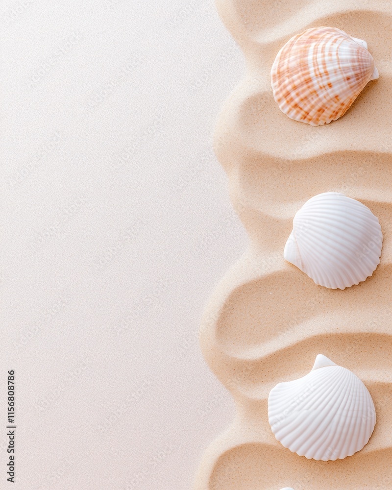 Aufkleber elegant seashell and sand wave patterns on calm beach