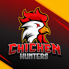 Modern Red Rooster Head eSports Logo