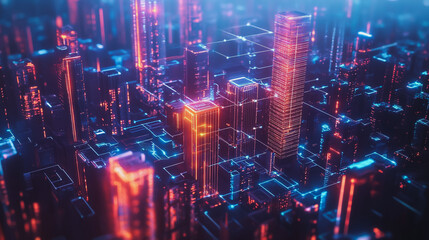 Obraz premium Smart digital Innovation city with connection network reciprocity over the cityscape. of future smart wireless city and social media networking systems that connects business people with in city