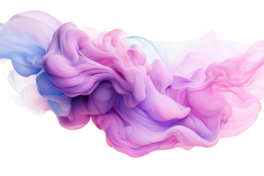 Vibrant, colorful 3D clouds in shades of pink, purple, and blue swirling together isolated on white background - Powered by Adobe