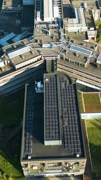 az sint blasius hospital complex reveals patient treatment facilities healthcare services architectural close up forward aerial drone view footage sint-blasius 