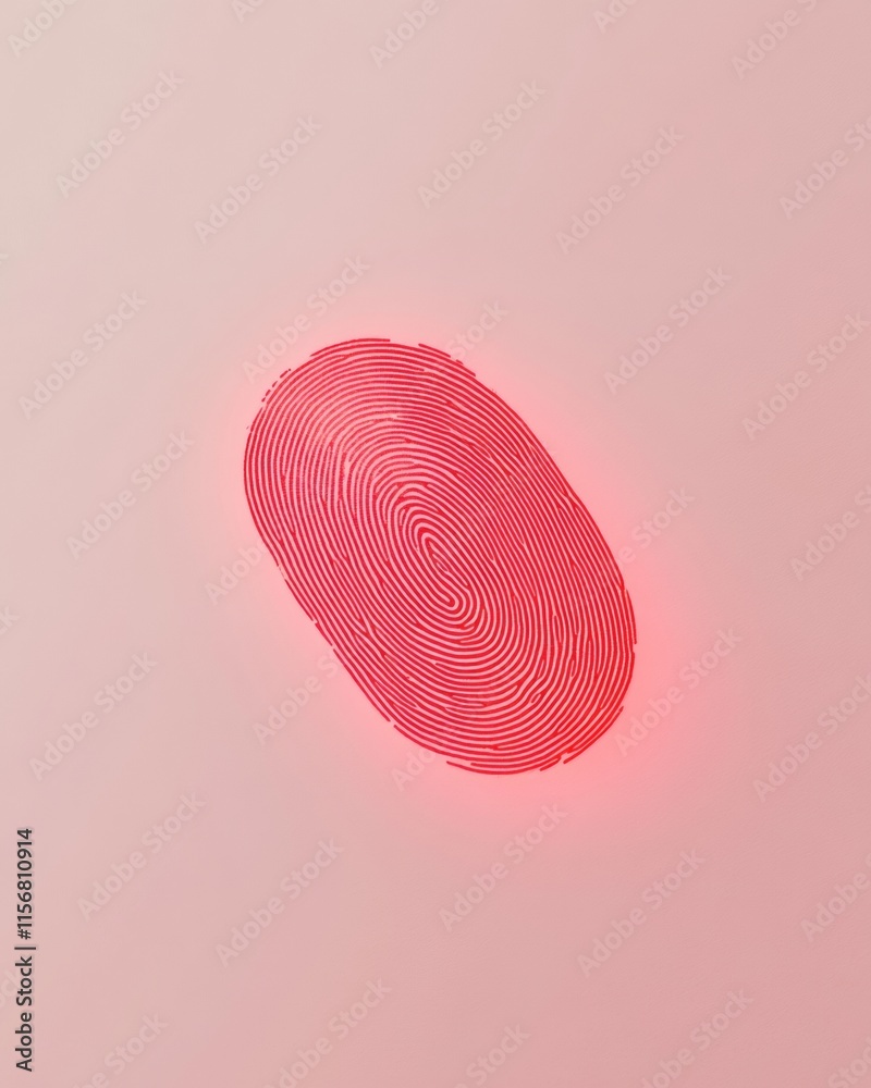 Poster futuristic high-tech digital fingerprint scanner with red laser glow