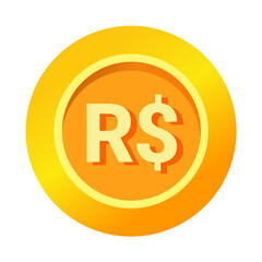 Brazilian Real BRL sign icon gold gradient vector illustration coin currency money circle flat