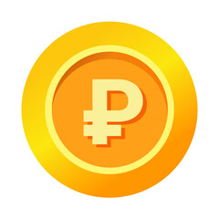 Obraz premium Russian Ruble RUB sign icon gold gradient vector illustration coin currency money circle flat