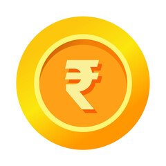 Indian Rupee INR sign icon gold gradient vector illustration coin currency money circle flat