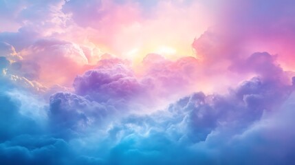 Obraz premium Dreamlike Pastel Cloudscape: A Stunning Digital Painting in a Vibrant, Ethereal Style. AI Generated