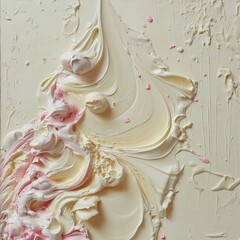 Abstract Cream Dream: A Whimsical Impasto Painting