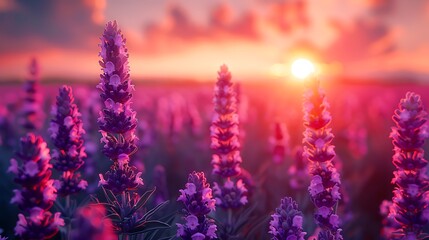 Summer meadow with blooming lavender