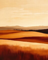 Obraz premium Warm Earth Tone Minimalist Landscape Art
