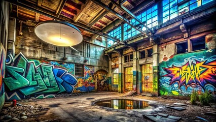 Naklejka premium Abandoned Building Graffiti Urban Exploration Bubble Speech Photography