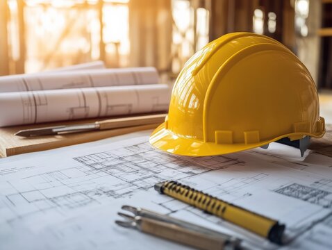 Construction project planning construction site image professional environment close-up view builder concepts