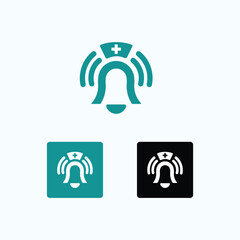 Nurse notification logo, Modern and professional logo featuring a notification bell combined with nursing elements
