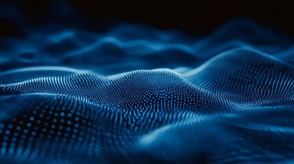 Abstract Blue Digital Wave Illustration: Smoothly Flowing 3D Render. AI Generated