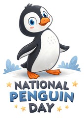 Naklejka premium Penguin Awareness Day. Illustration Art. Poster, Banner, Post. Story. Penguin Awareness Day Poster 