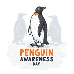 Obraz premium Penguin Awareness Day Illustration Art. Poster, Banner, Post. Story. 