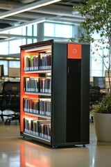 Modern Minimalist Bookshelf with Greenery in Creative Workspace