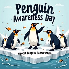 Obraz premium Penguin Awareness Day Illustration Art