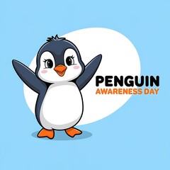Obraz premium Penguin Awareness Day Illustration Art Protecting Penguin Habitats, Poster, Banner, Post.Story 