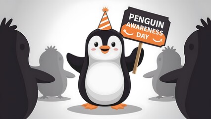 Fototapeta premium Penguin Awareness Day Illustration Art Protecting Penguin Habitats, Poster, Banner, Post.Story 