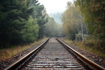 Fototapeta premium Railway track on a forest path