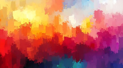 Obraz premium Vibrant Abstract Digital Painting: Boldly Brushed Hues in Warm Color Palette. AI Generated