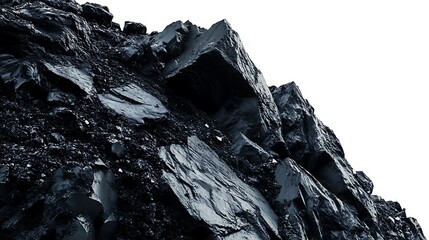 Close-up Photo: Dark, Rugged Rocks Against Bright Sky � Dramatic Natural Texture. AI Generated