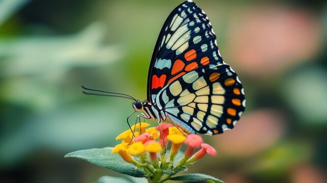 Close-up of a Red Cracker butterfly wing or Hamadryas amphinoma