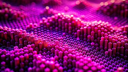 Fototapeta premium Abstract Magenta & Purple Gradient Background with Digital Cell Pattern - Tilt-Shift Effect