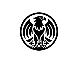 Eagle silhouette logo design icon vector template. Black Color Eagle icon illustration.