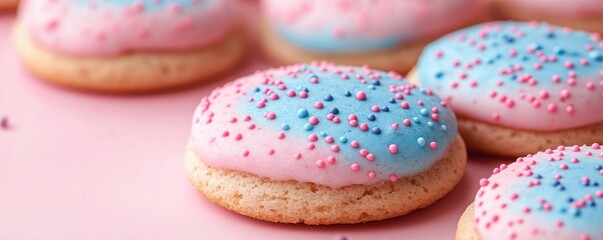 Cookies in pink and blue colors. minimalistic shop