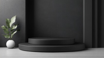 Create a podium mockup with a matte black finish.