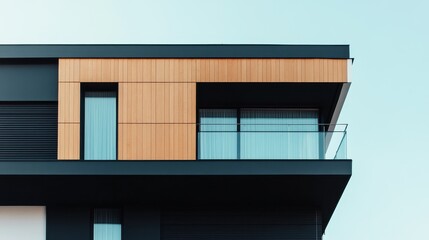Detail of the facade of a modern and minimalistic house