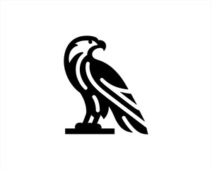 Eagle silhouette logo design icon vector template. Black Color Eagle icon illustration.