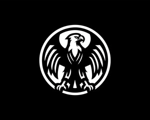 Eagle silhouette logo design icon vector template. Black Color Eagle icon illustration.