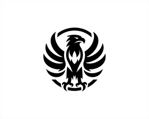 Eagle silhouette logo design icon vector template. Black Color Eagle icon illustration.