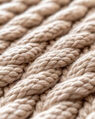Textured natural rope background for crafts close-up warm tones