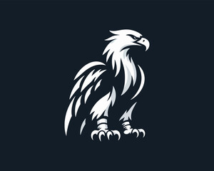 Eagle silhouette logo design icon vector template. Black Color Eagle icon illustration.