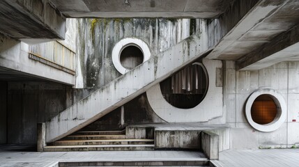 Obraz premium Geometric shapes and patterns in a Brutalist design setting