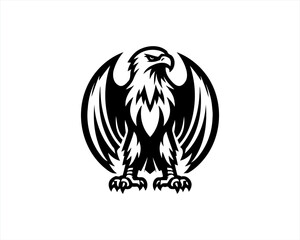 Eagle silhouette logo design icon vector template. Black Color Eagle icon illustration.