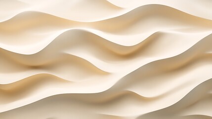 Obraz premium Creamy Beige Abstract 3D Render: Softly Undulating Waves Texture Mockup. AI Generated