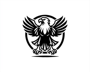 Eagle silhouette logo design icon vector template. Black Color Eagle icon illustration.