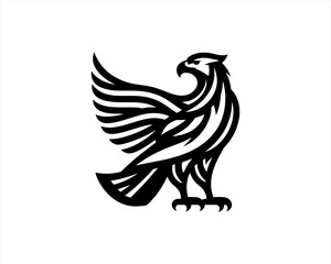 Eagle silhouette logo design icon vector template. Black Color Eagle icon illustration.