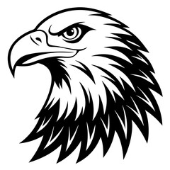 Flying Eagle bird head Silhouette isolated on white background Minimalist Eagle vector shape