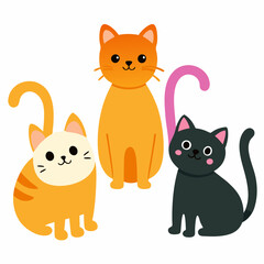 a set of funny cartoon cats vector illustration 