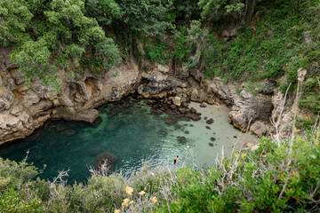 Sorrento: Queen Giovanna's Baths, a natural pool among the ruins of an ancient Roman villa, Italy