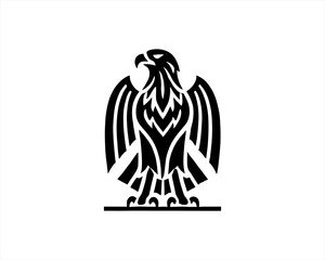 Eagle silhouette logo design icon vector template. Black Color Eagle icon illustration.