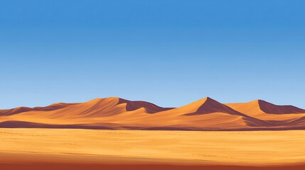 Serene Digital Painting: Sun-Drenched Desert Landscape Under a Vivid Blue Sky. AI Generated