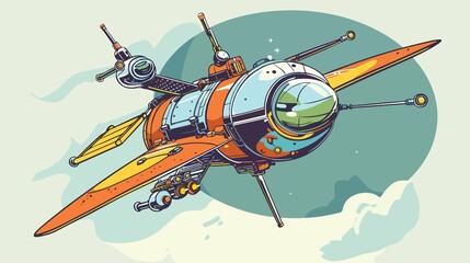 Obraz premium Cartoon Satellite Vector in Isolated Flat Style